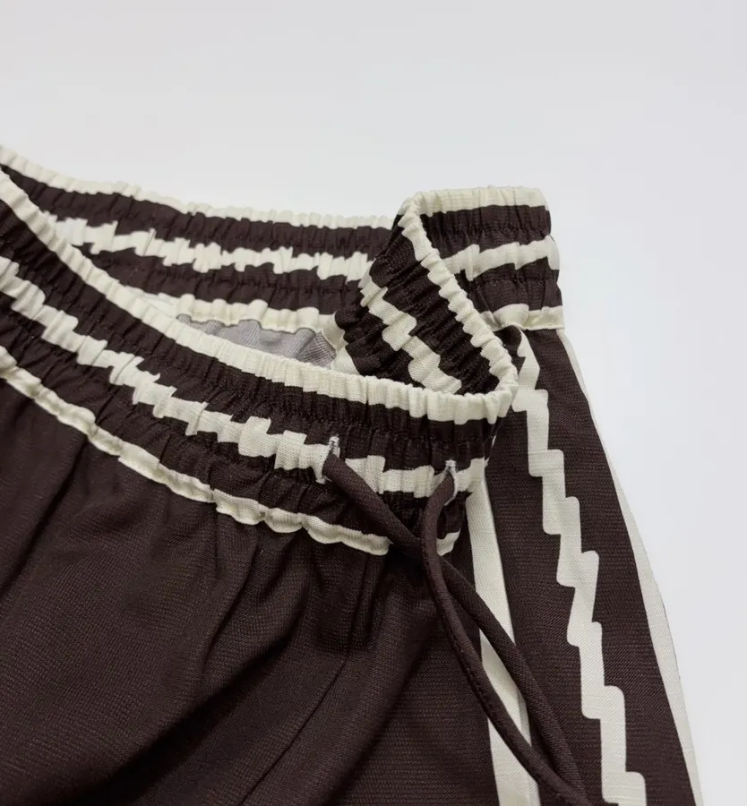 ALEMAIS Dark Brown Braid-Trim Wide-Leg Trousers in Dark Brown, product view 05