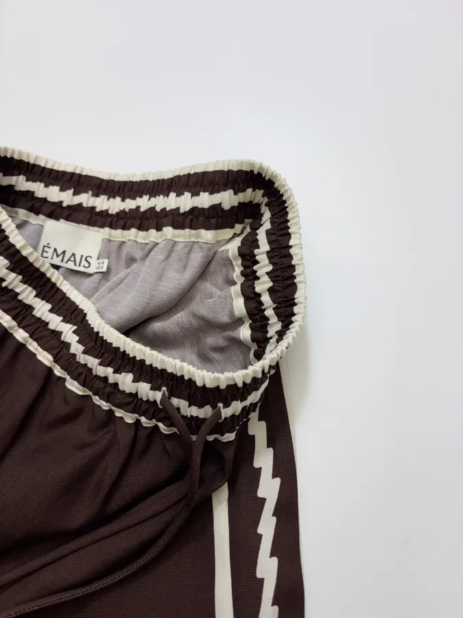 ALEMAIS Dark Brown Braid-Trim Wide-Leg Trousers in Dark Brown, product view 07