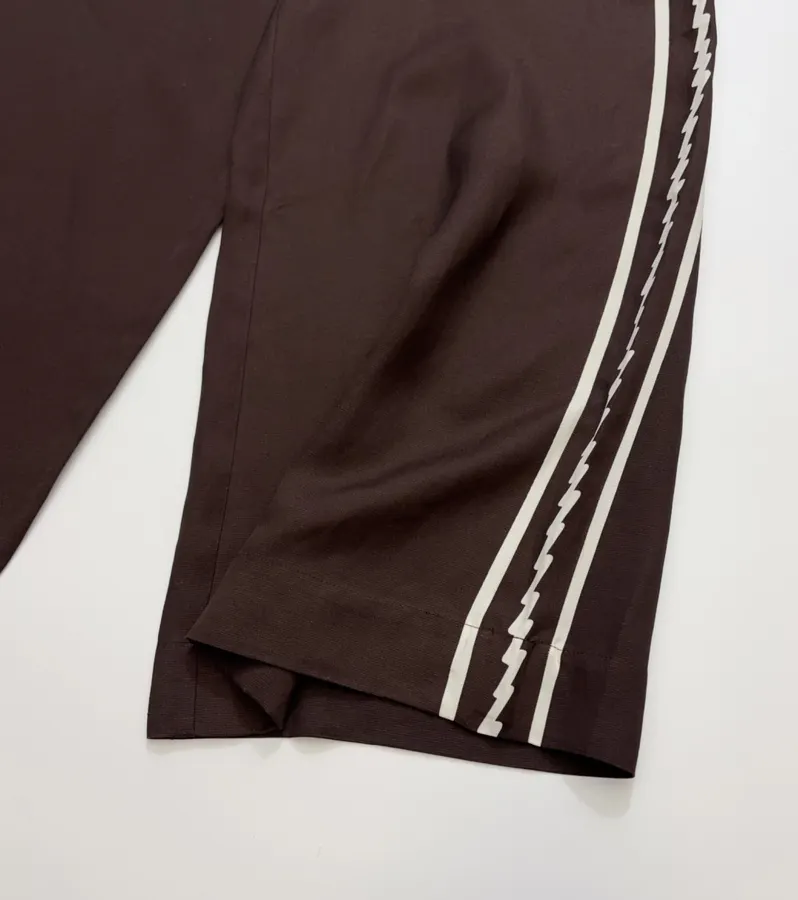 ALEMAIS Dark Brown Braid-Trim Wide-Leg Trousers in Dark Brown, product view 10