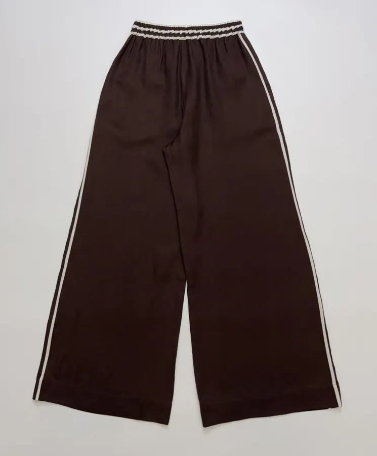 ALEMAIS Dark Brown Braid-Trim Wide-Leg Trousers in Dark Brown, product view 13