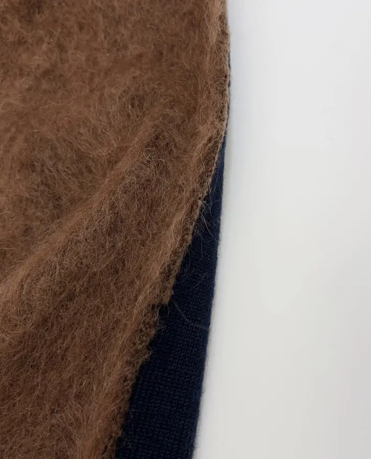 Limited-edition color-blocked long mohair cardigan, crew neck, single-breasted, oversized knee-length knit coat in As Shown, product view 12