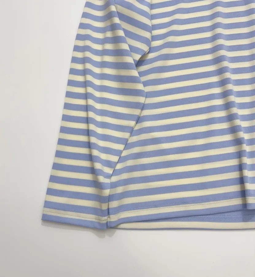 Striped Pocket Horse-Shoe Patch Long-Sleeve T-Shirt | Retro American Loose Drop-Shoulder Casual Base Layer in As Shown, product view 08