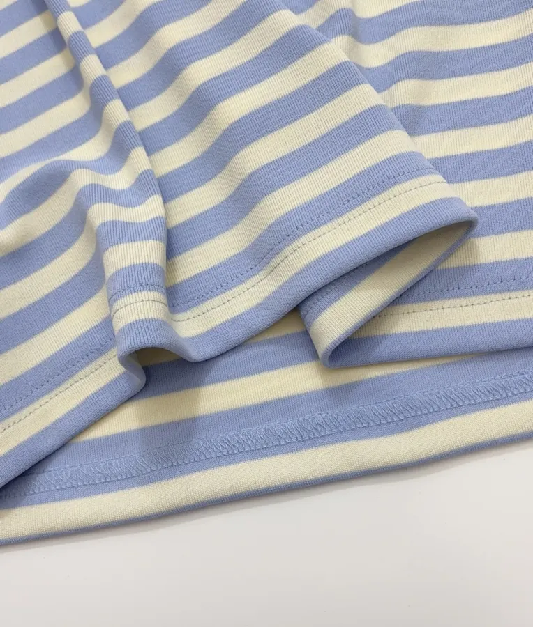 Striped Pocket Horse-Shoe Patch Long-Sleeve T-Shirt | Retro American Loose Drop-Shoulder Casual Base Layer in As Shown, product view 10