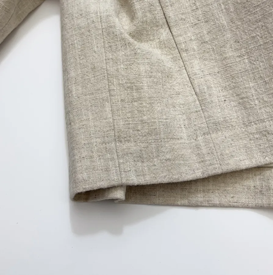 Beige-linen stand-collar short jacket with artistic line embroidery, relaxed Chinese-style top in As Shown, product view 13