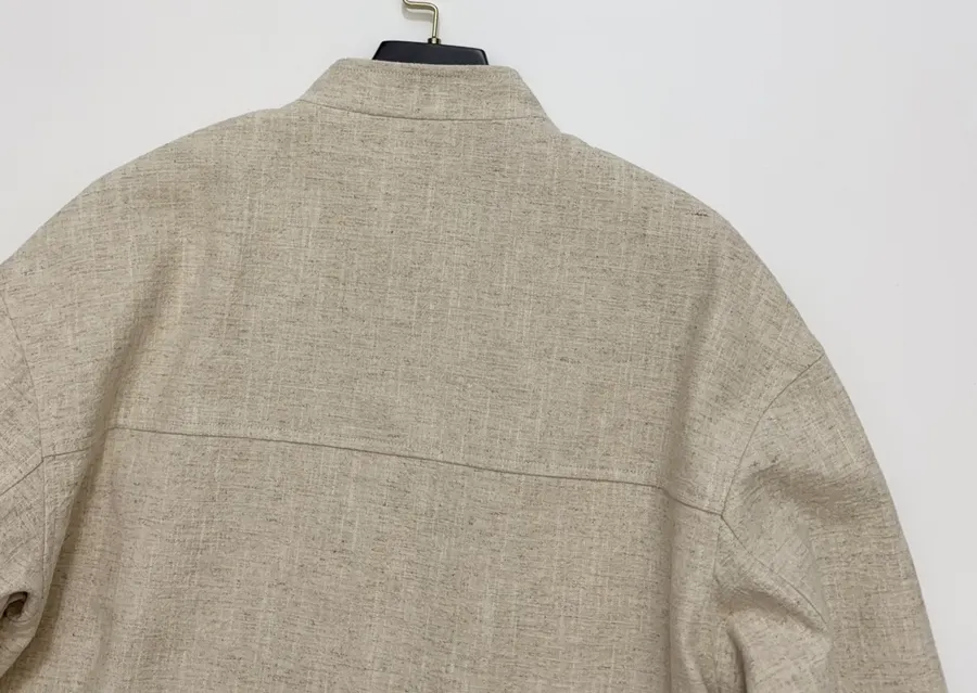 Beige-linen stand-collar short jacket with artistic line embroidery, relaxed Chinese-style top in As Shown, product view 18