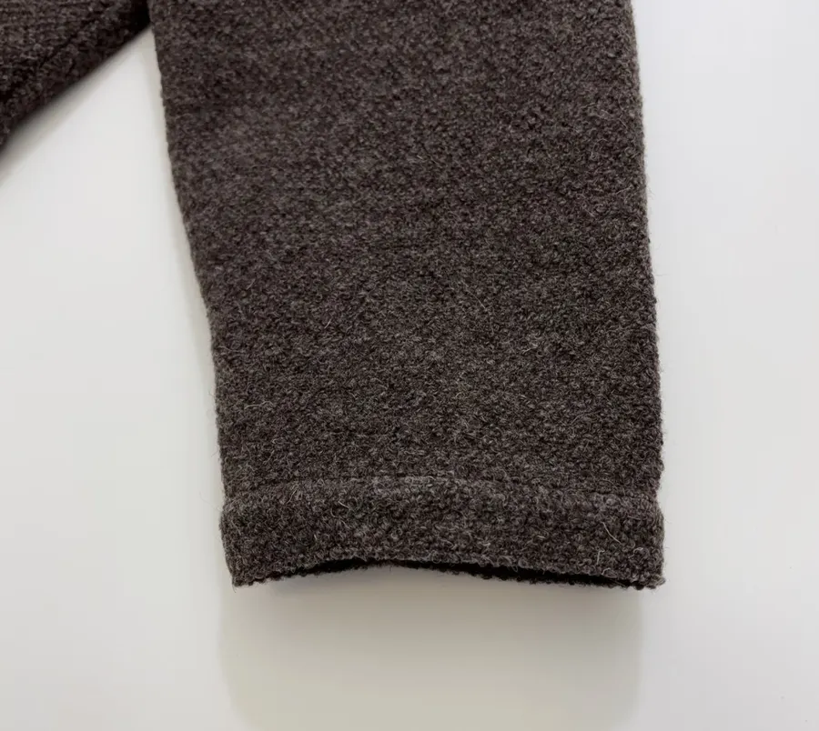 Dark brown notch-collar short wool blend coat with heathered texture, relaxed fit jacket for petite frames in As Shown, product view 08