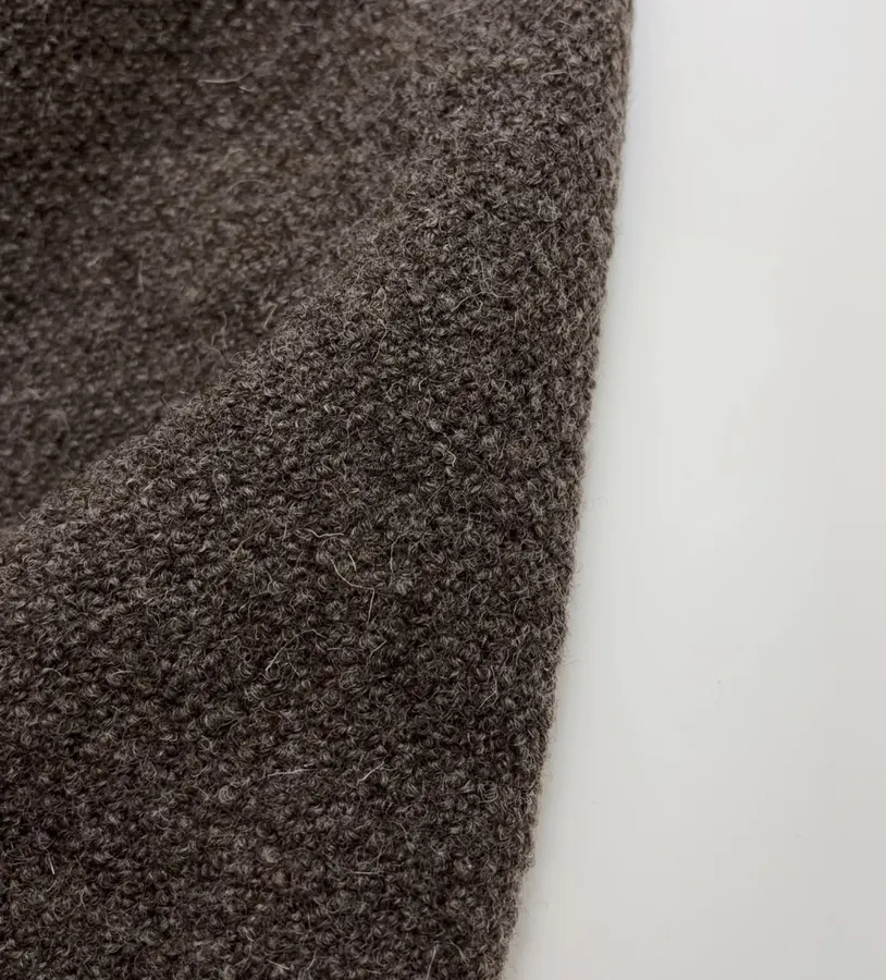 Dark brown notch-collar short wool blend coat with heathered texture, relaxed fit jacket for petite frames in As Shown, product view 10