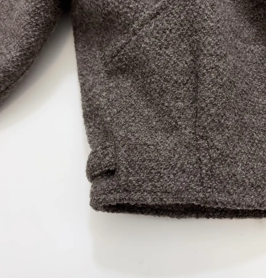 Dark brown notch-collar short wool blend coat with heathered texture, relaxed fit jacket for petite frames in As Shown, product view 13