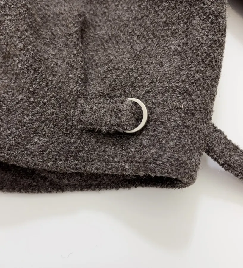 Dark brown notch-collar short wool blend coat with heathered texture, relaxed fit jacket for petite frames in As Shown, product view 21
