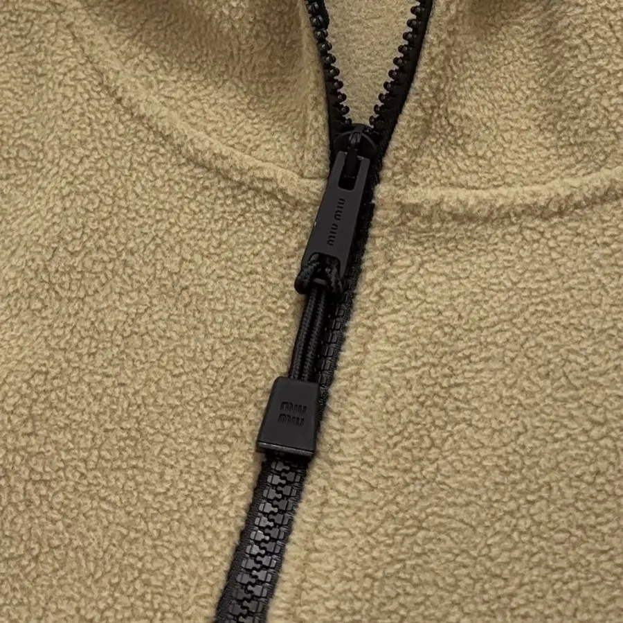 Miu Miu Relaxed zip-up fleece cardigan jacket in As Shown, product view 05