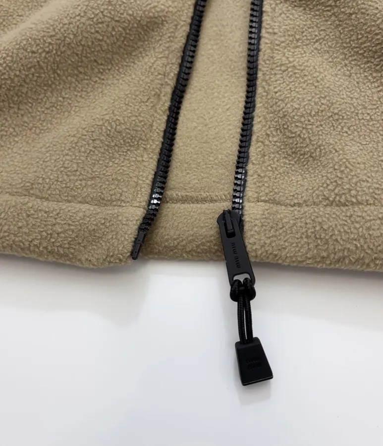 Miu Miu Relaxed zip-up fleece cardigan jacket in As Shown, product view 14
