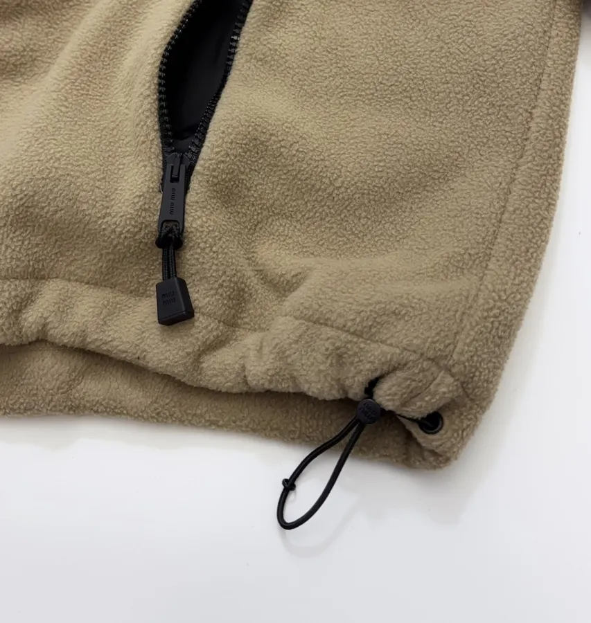 Miu Miu Relaxed zip-up fleece cardigan jacket in As Shown, product view 15