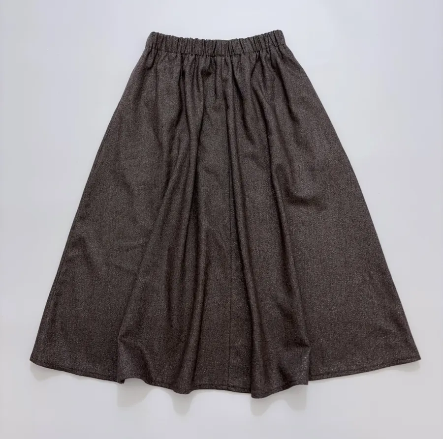 Dark Taupe Mélange A-Line Midi Skirt in Dark Taupe, product view