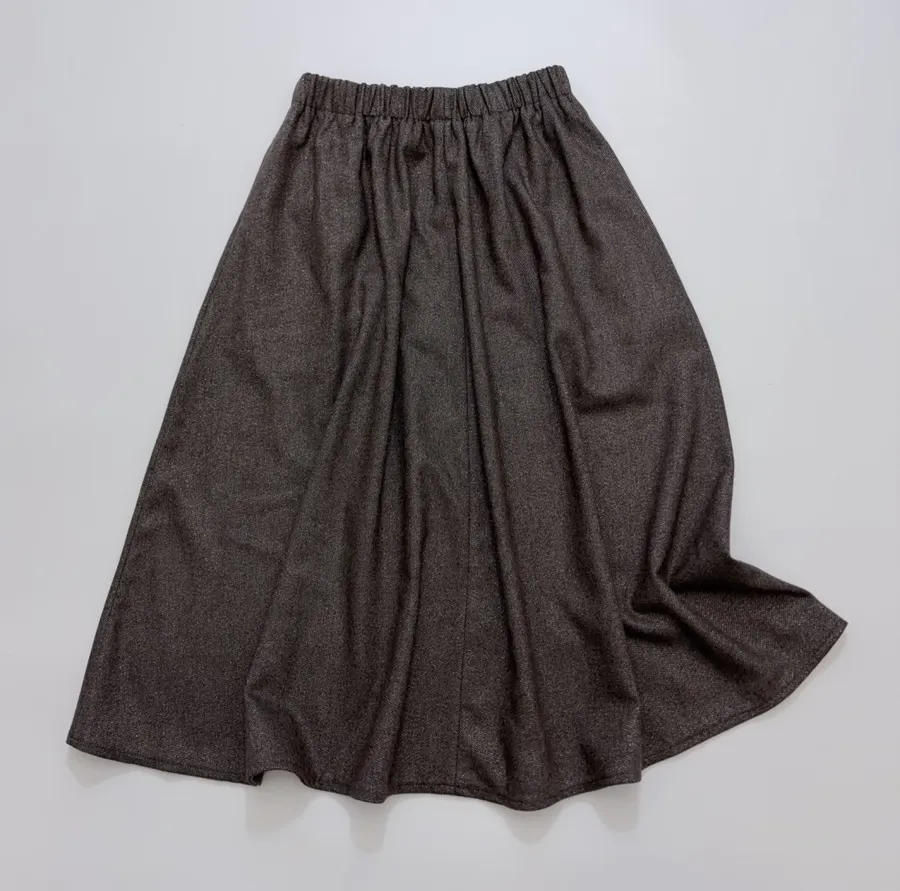 Dark Taupe Mélange A-Line Midi Skirt in Dark Taupe, product view 02