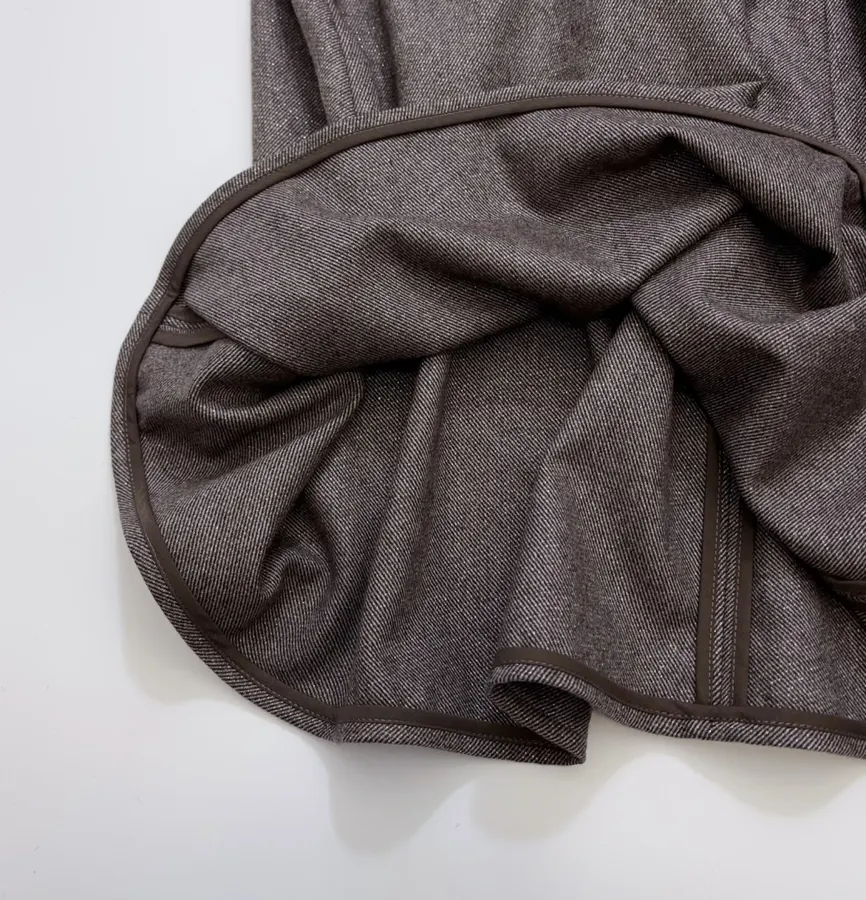 Dark Taupe Mélange A-Line Midi Skirt in Dark Taupe, product view 11