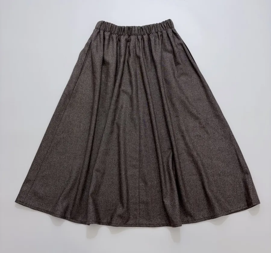 Dark Taupe Mélange A-Line Midi Skirt in Dark Taupe, product view 14