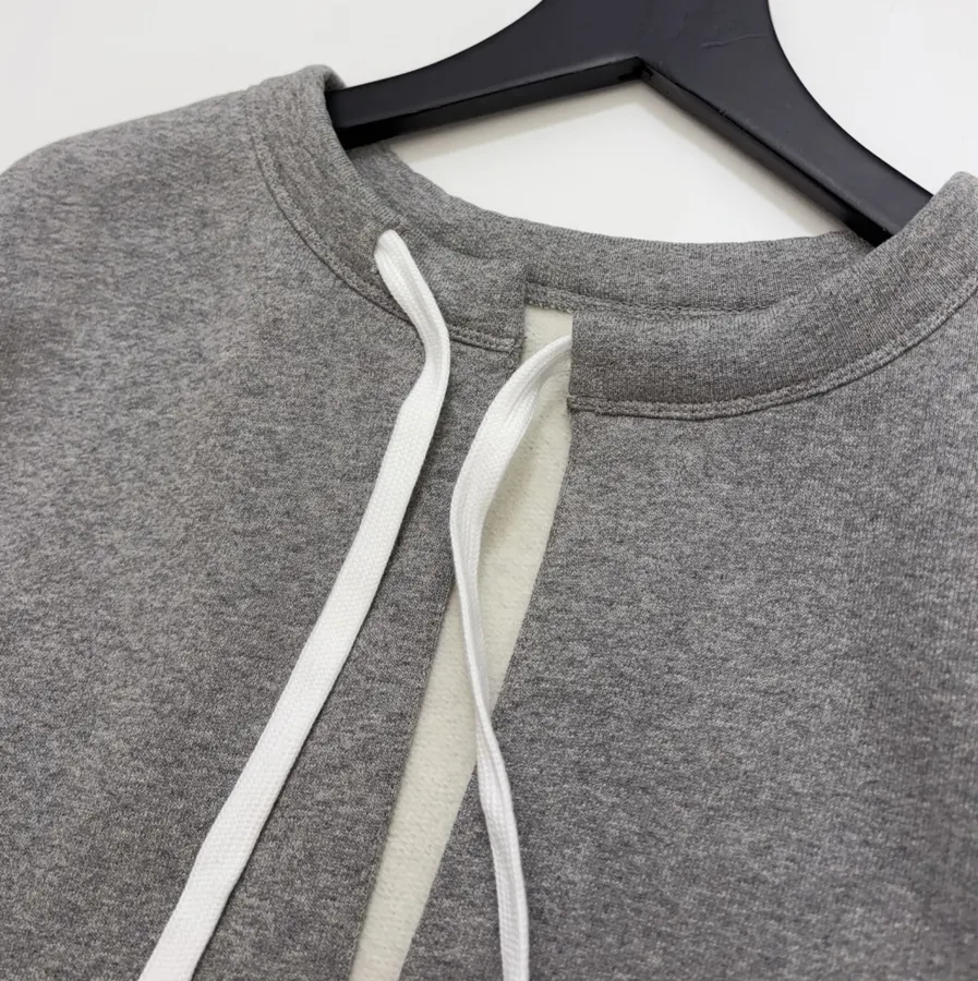 Japanese-Inspired Color-Block Tie-Front Hoodie Cardigan with Small Embroidery, Short Top in As Shown, product view 03