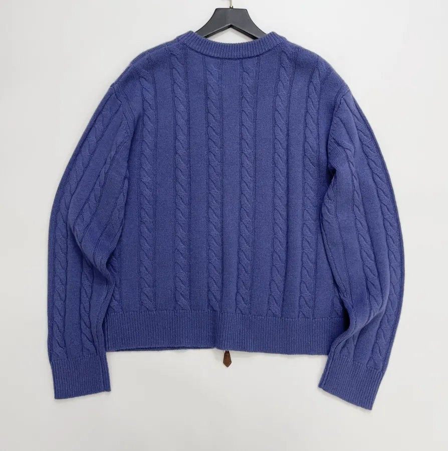 Loro Piana Retro Houndstooth Solid Cardigan, Relaxed Short Zip-Up Knit in As Shown, product view 13