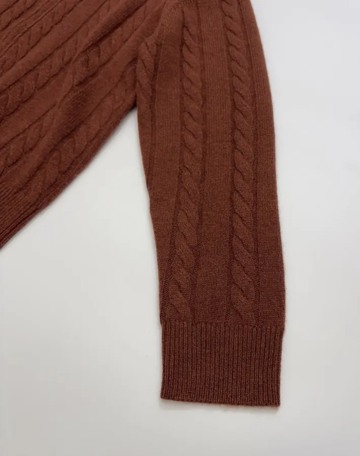 Loro Piana Retro Houndstooth Solid Cardigan, Relaxed Short Zip-Up Knit in As Shown, product view 04