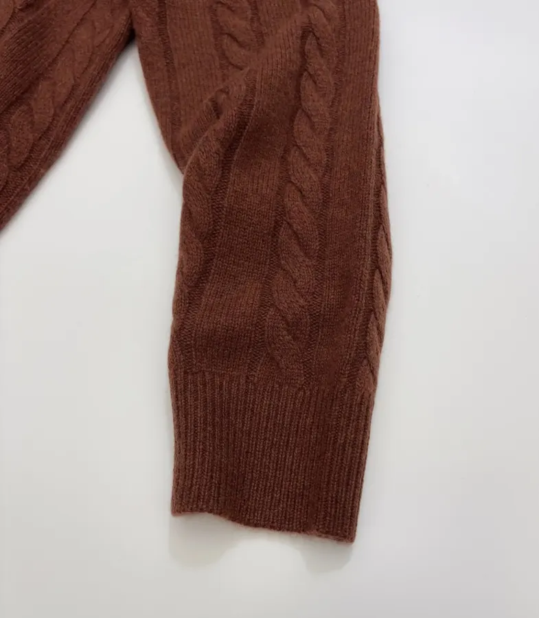 Loro Piana Retro Houndstooth Solid Cardigan, Relaxed Short Zip-Up Knit in As Shown, product view 06