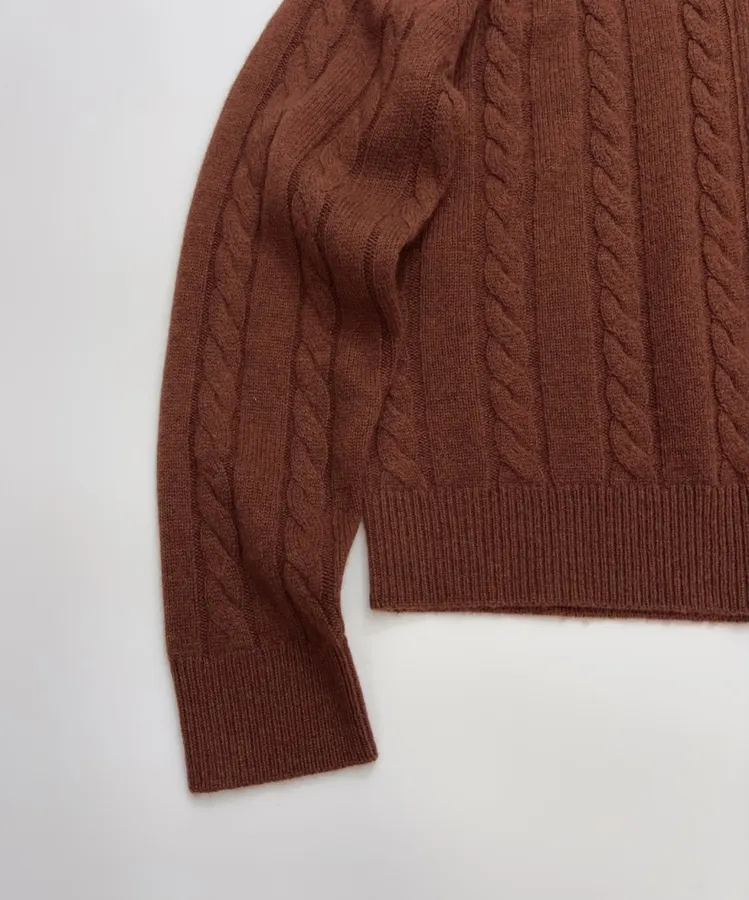 Loro Piana Retro Houndstooth Solid Cardigan, Relaxed Short Zip-Up Knit in As Shown, product view 08