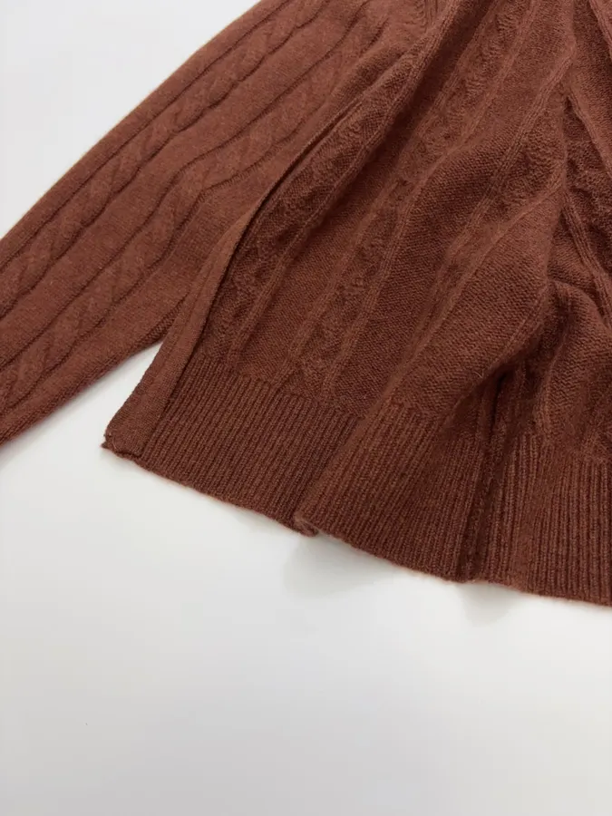 Loro Piana Retro Houndstooth Solid Cardigan, Relaxed Short Zip-Up Knit in As Shown, product view 13