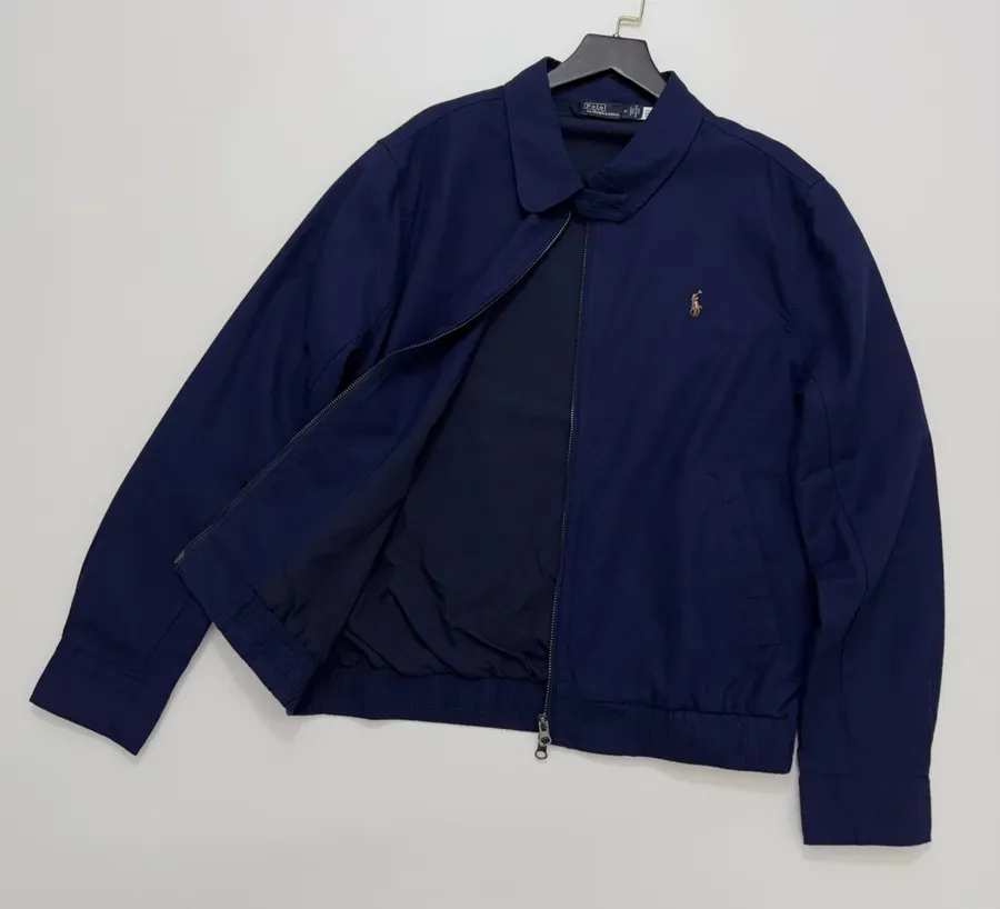 Polo Ralph Lauren Navy Collared Zip Harrington Jacket in Navy, product view 12