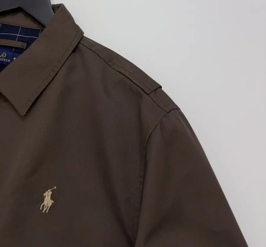 Polo Ralph Lauren Brown Cotton Collared Zip Harrington Jacket in Brown, product view 03