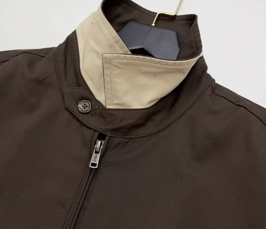 Polo Ralph Lauren Brown Cotton Collared Zip Harrington Jacket in Brown, product view 05