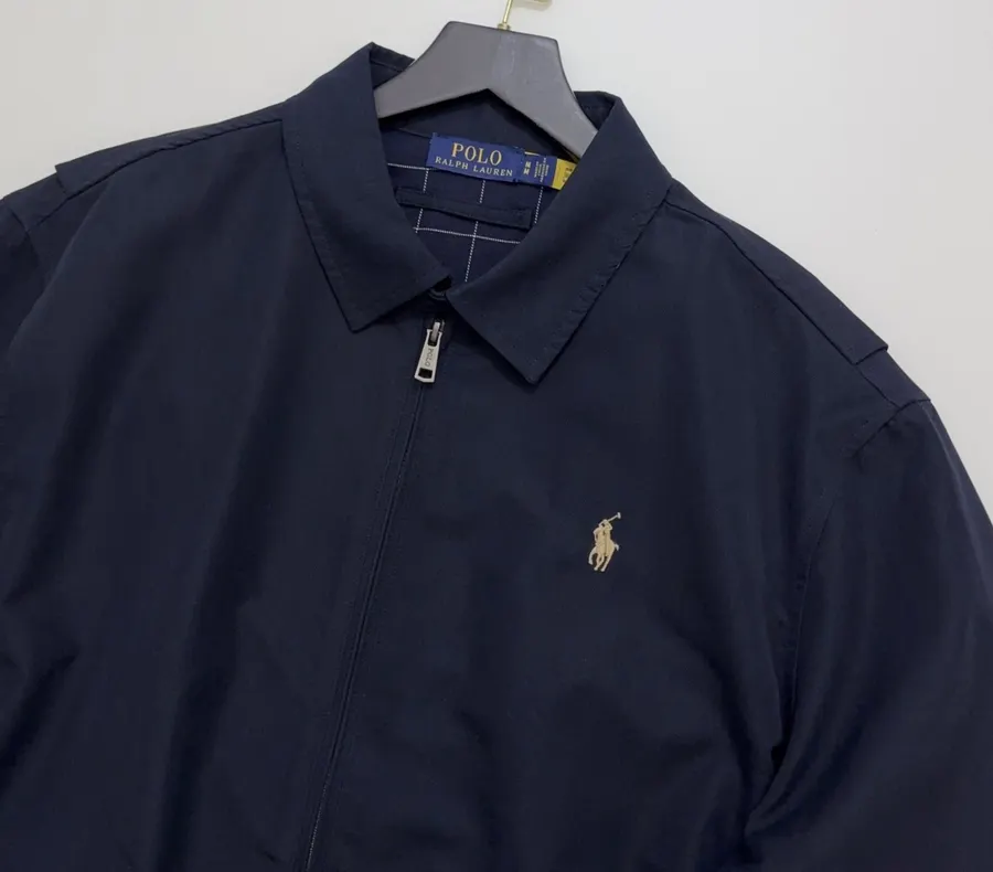 Polo Ralph Lauren 藏青色棉质翻领拉链哈灵顿夹克，藏青色，商品图 2
