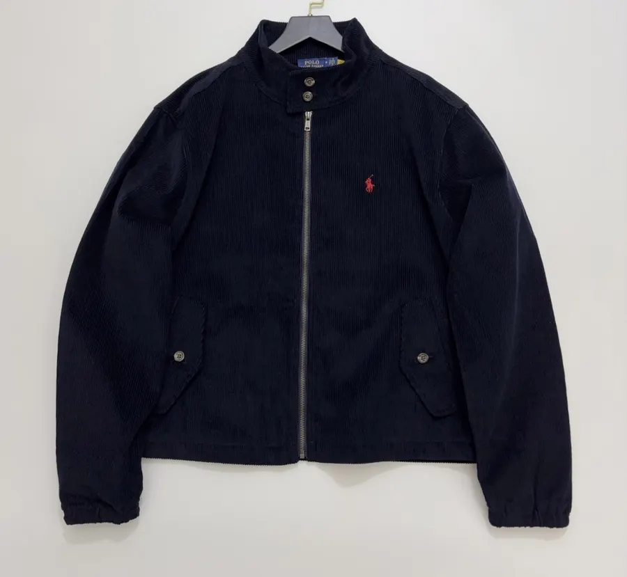 Polo Ralph Lauren 藏青色灯芯绒立领哈灵顿夹克，藏青色，产品主图