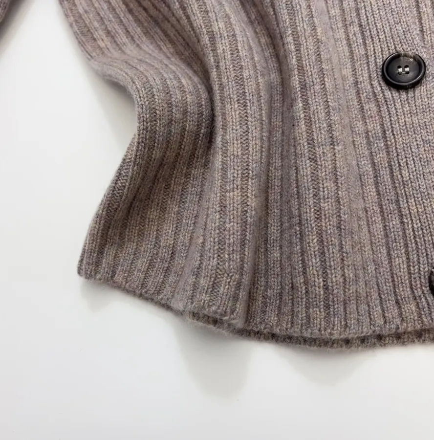 Loro Piana Cashmere Cardigan | V-Neck Black-Button Loose Drop-Shoulder Soft Knit Outerwear in As Shown, product view 08