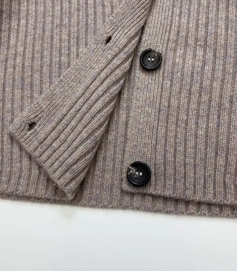 Loro Piana Cashmere Cardigan | V-Neck Black-Button Loose Drop-Shoulder Soft Knit Outerwear in As Shown, product view 12