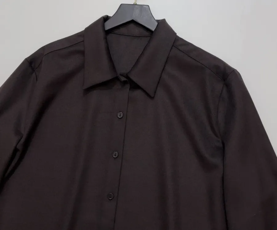 The Row Silk-and-wool blend relaxed long-sleeve shirt in As Shown, product view 02