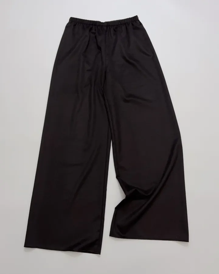The Row Dark Brown Satin Wide-Leg Trousers in Dark Brown, product view