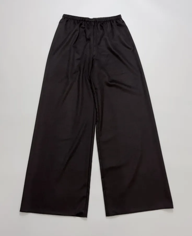 The Row Dark Brown Satin Wide-Leg Trousers in Dark Brown, product view 02