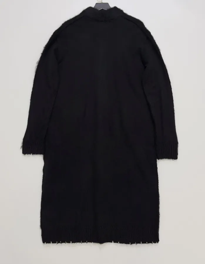 Limited-edition color-blocked long mohair cardigan, crew neck, single-breasted, oversized knee-length knit coat in As Shown, product view 15