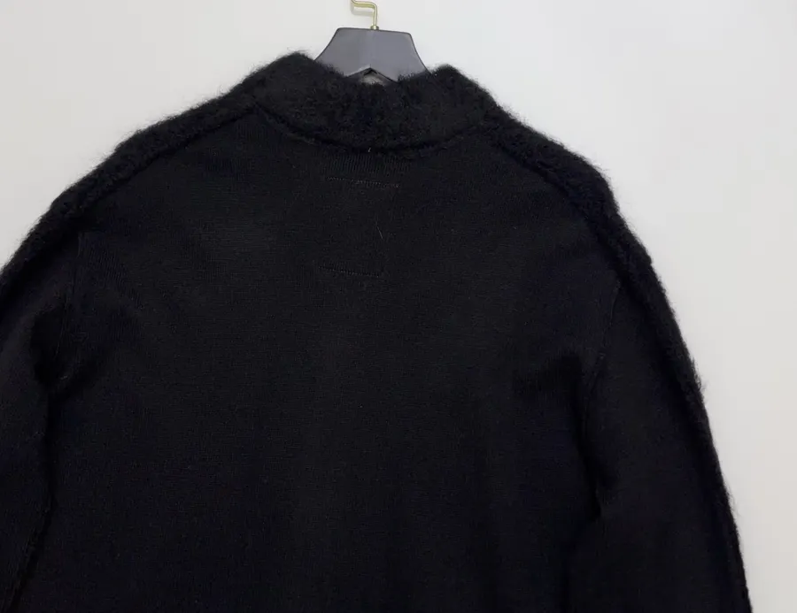 Limited-edition color-blocked long mohair cardigan, crew neck, single-breasted, oversized knee-length knit coat in As Shown, product view 16