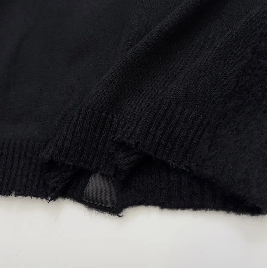 Limited-edition color-blocked long mohair cardigan, crew neck, single-breasted, oversized knee-length knit coat in As Shown, product view 18