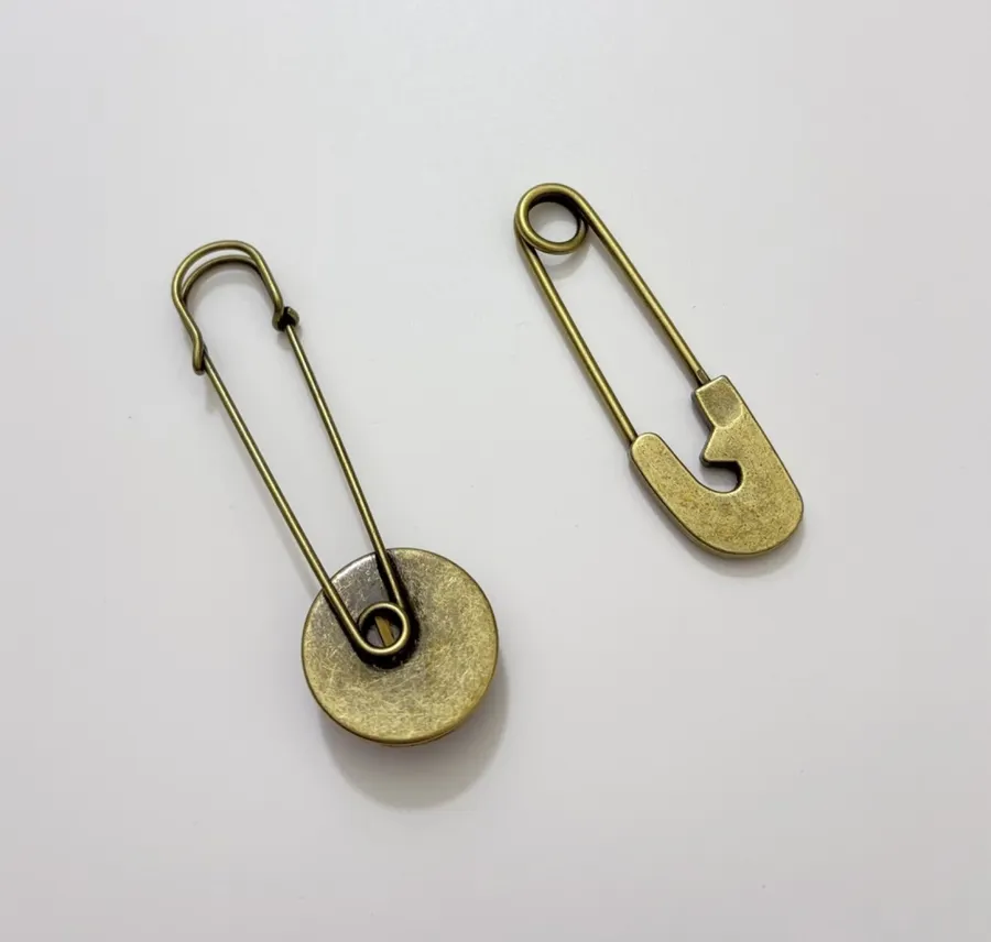 后腰松紧复古别针装饰宽松直筒牛仔裤，As Shown，商品图 15