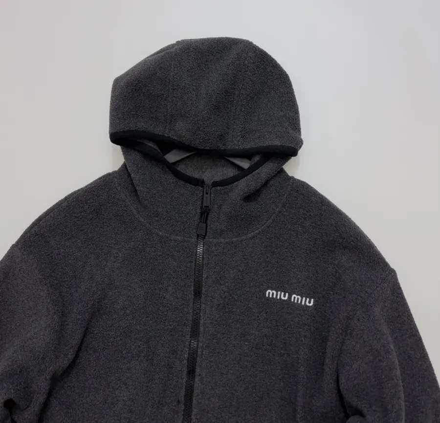 Miu Miu Relaxed zip-up fleece cardigan jacket in As Shown, product view 02