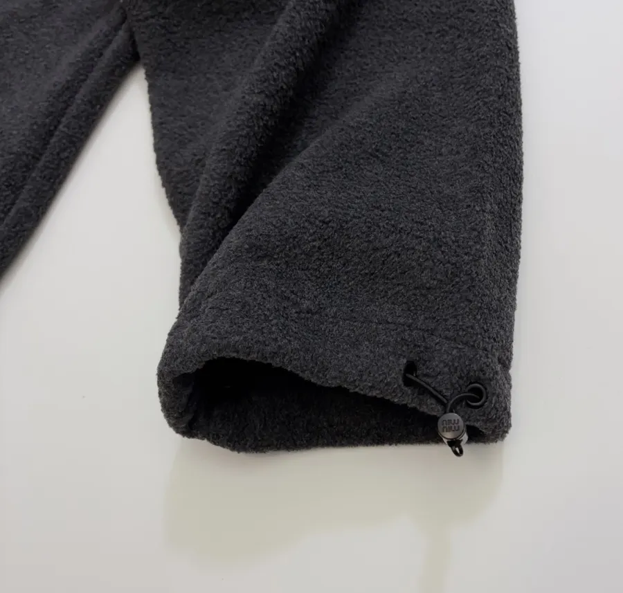 Miu Miu Relaxed zip-up fleece cardigan jacket in As Shown, product view 06