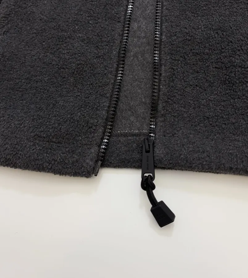 Miu Miu Relaxed zip-up fleece cardigan jacket in As Shown, product view 13